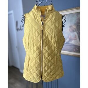 Quilted Yellow Vest With Zip Closure & Pockets Sleeveless Talbots Size Petite